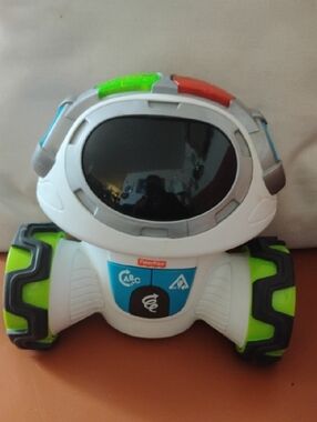 Fisher-Price White Robot Learning Toy with Green, Blue & Red Accents